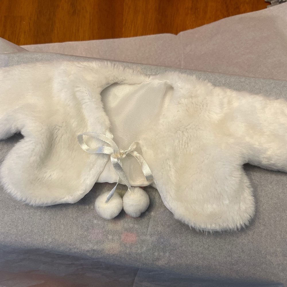 American Girl cropped soft faux fur with satin lining  coat